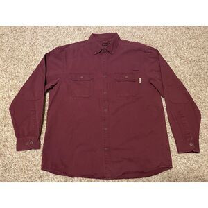 Wolverine Men's L/S Work Shirt Heavy Weight Pockets Pen Loop Maroon Size XL